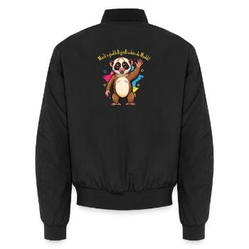 Guddi Lemur Jubelmotiv. Lustiger Abschied. - Unisex Bomberjacke - Schwarz - Hinten - AI Model Male 185 light (185cm)