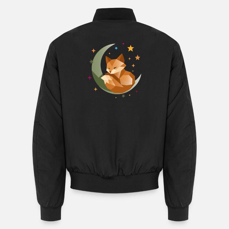 Sleeping Fox on the Moon – Geometric - Unisex Bomber Jacket - black