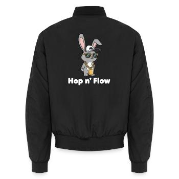 Hop n' Flow Hase mit Kette - Unisex Bomberjacke - Schwarz - Hinten - AI Model Male 185 light (185cm)