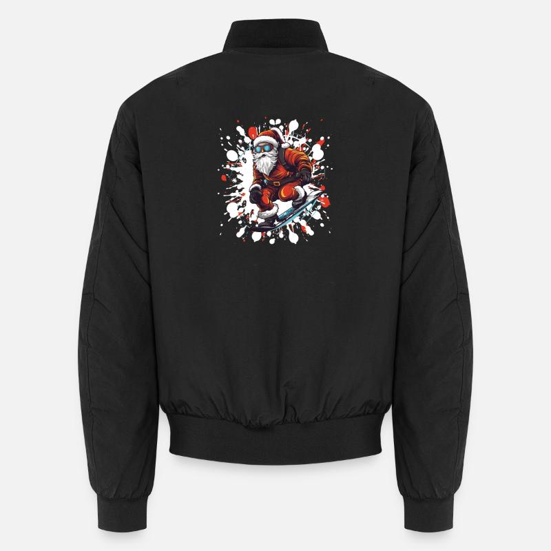 Weihnachtsmann Snowboard - Unisex Bomberjacke - Schwarz