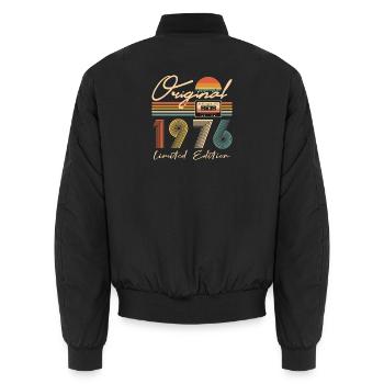50e anniversaire 50e anniversaire Original 1976 - Bomber unisexe - noir - Dos - AI Model Male 185 light (185cm)