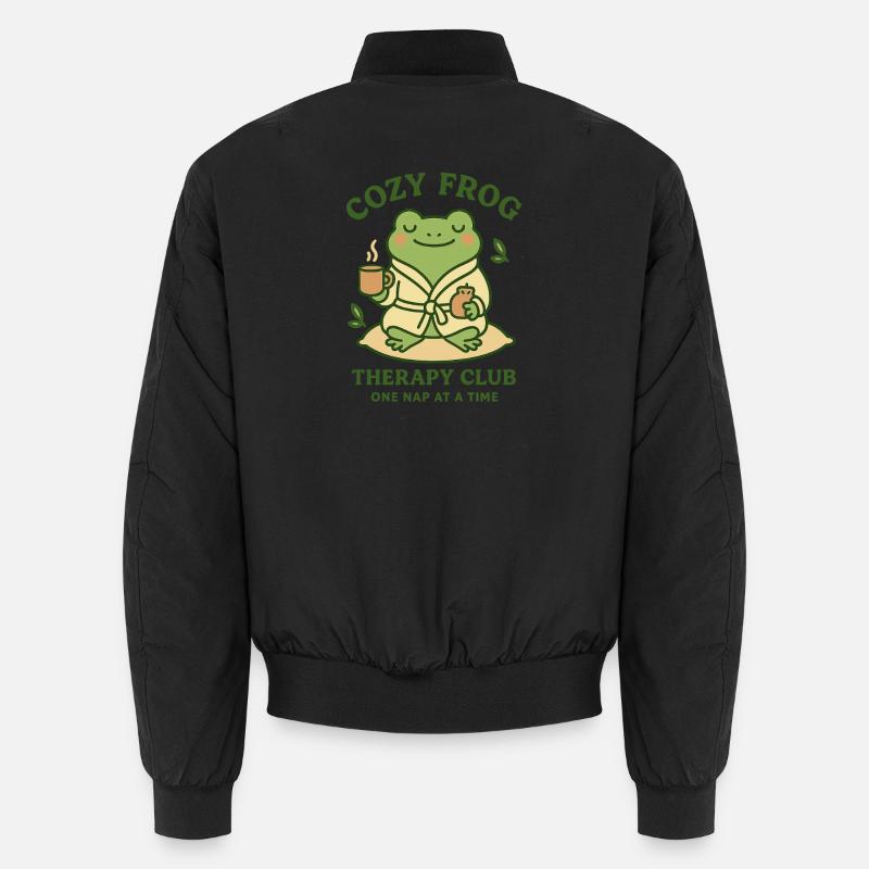 Cozy frog in bathrobe - Unisex Bomber Jacket - black