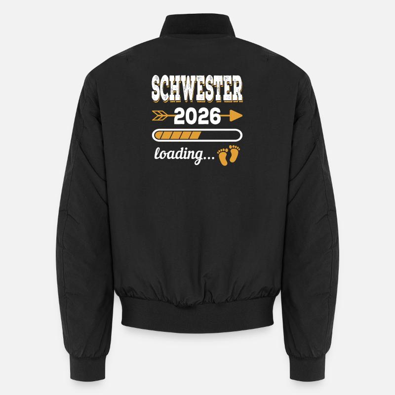 Schwester 2026 Loading große Schwester Geschenk - Unisex Bomberjacke - Schwarz