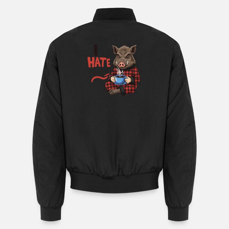 Wild Boar Coffee Morning Grouch Funny Hunter Unisex Bomber Jacket