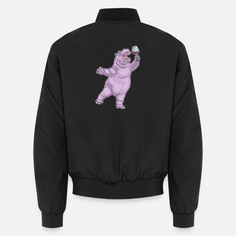 Hippopotamus Red Wine - Unisex Bomber Jacket - black