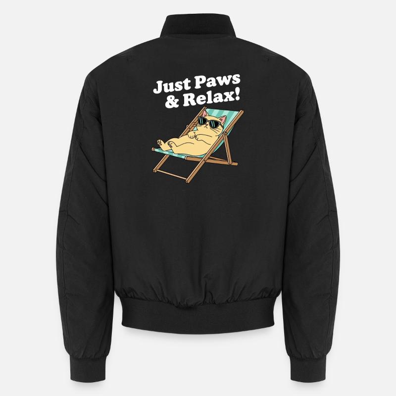 Relax cat in deck chair Unisex Bomber Jacket