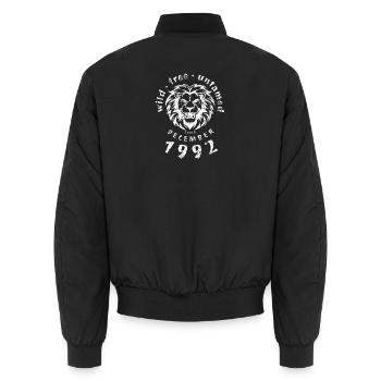 33. Geburtstag Wild, free & untamed since 12/1992 - Unisex Bomber Jacket - black - Back - AI Model Male 185 light (185cm)