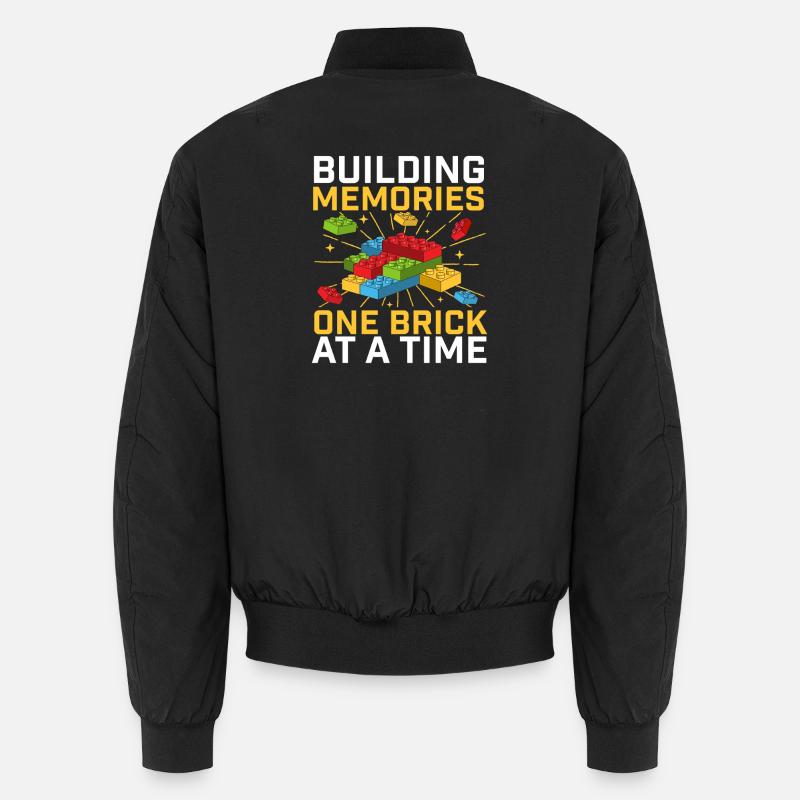 Building Memories One Brick At A Time Brick  - Unisex Bomber Jacket - black