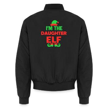 T-shirt de Noël Fille Elfe - Bomber unisexe - noir - Dos - AI Model Male 185 light (185cm)