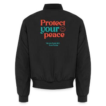 Protect Your Peace - Unisex Bomber Jacket - black - Back - AI Model Male 185 light (185cm)