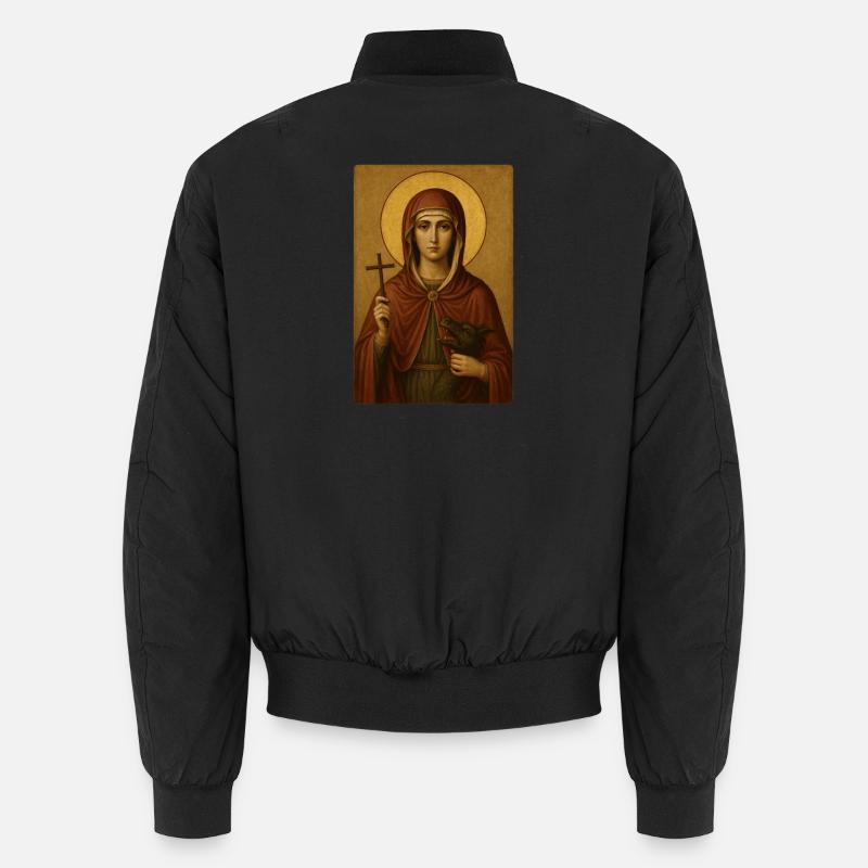 Image d’icône : Sainte Marina avec croix et dragon Bomber unisexe