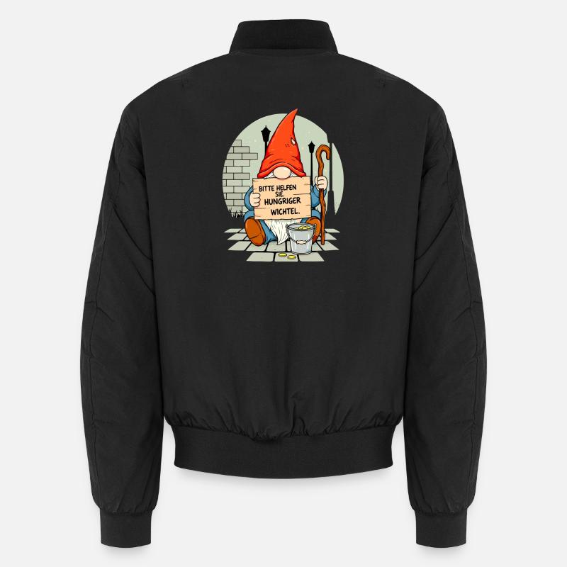 Hungeriger Wichtel | Bitte Helfen Sie Gnome  - Unisex Bomberjacke - Schwarz