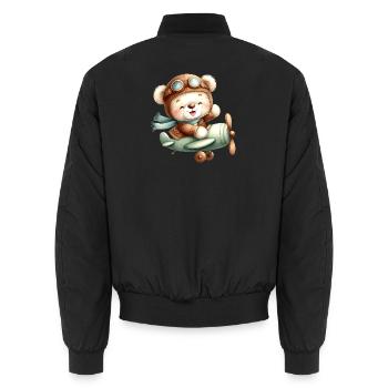 Flieger-Teddy - Unisex Bomberjacke - Schwarz - Hinten - AI Model Male 185 light (185cm)