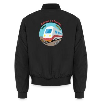 Vier Jahreszeiten Zug Motiv, immer unpünktlich - Unisex Bomberjacke - Schwarz - Hinten - AI Model Male 185 light (185cm)