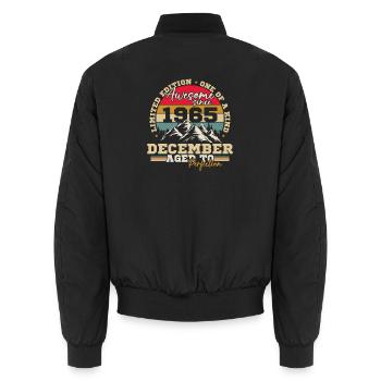 Décembre 1965 Vintage Rétro Cadeau Anniversaire - Bomber unisexe - noir - Dos - AI Model Male 185 light (185cm)