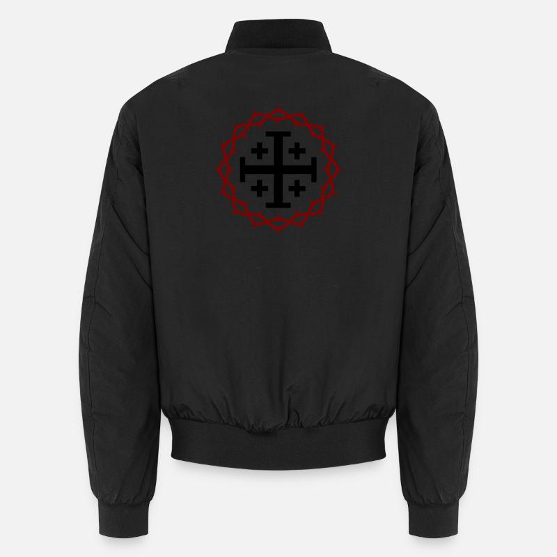 Jerusalem Cross and Crown of thorns - Unisex Bomber Jacket - black