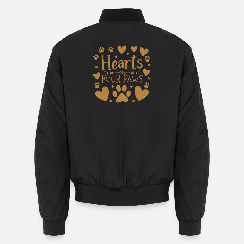 Hearts on Four Legs Gold Unisex Bomber Jacket