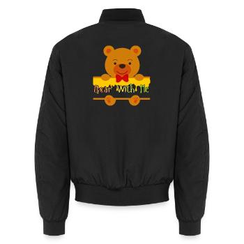 Bear With Me Cute Teddy Design - Unisex Bomber Jacket - black - Back - AI Model Male 185 light (185cm)