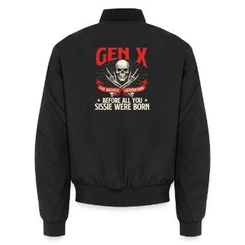 Gen X Badass Generation Rétro Nostalgie Citation - Bomber unisexe - noir - Dos - AI Model Male 185 light (185cm)