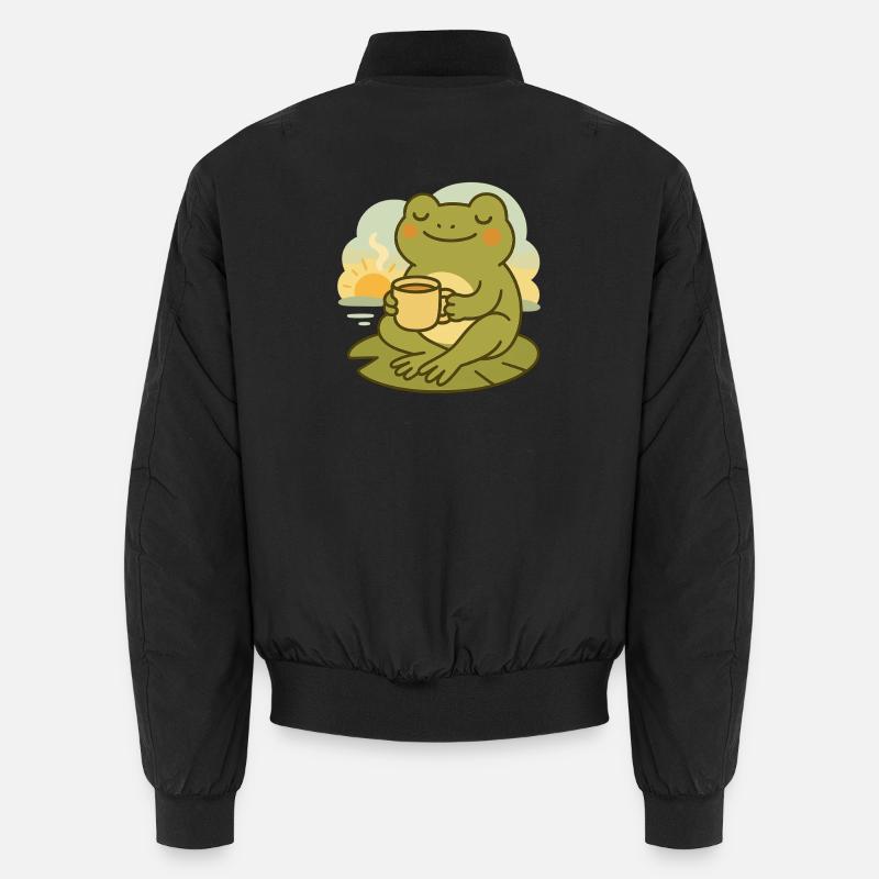 Frog with Coffee – Morning Rest Design Unisex Bomber Jacket