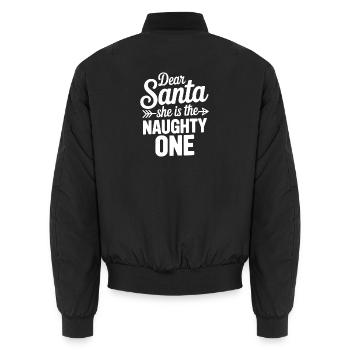 Cher Père Noël, c'est elle la vilaine ! - Bomber unisexe - noir - Dos - AI Model Male 185 light (185cm)
