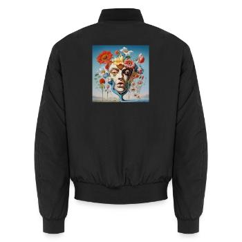 Blumenmaskenporträt Surreal - Unisex Bomberjacke - Schwarz - Hinten - AI Model Male 185 light (185cm)