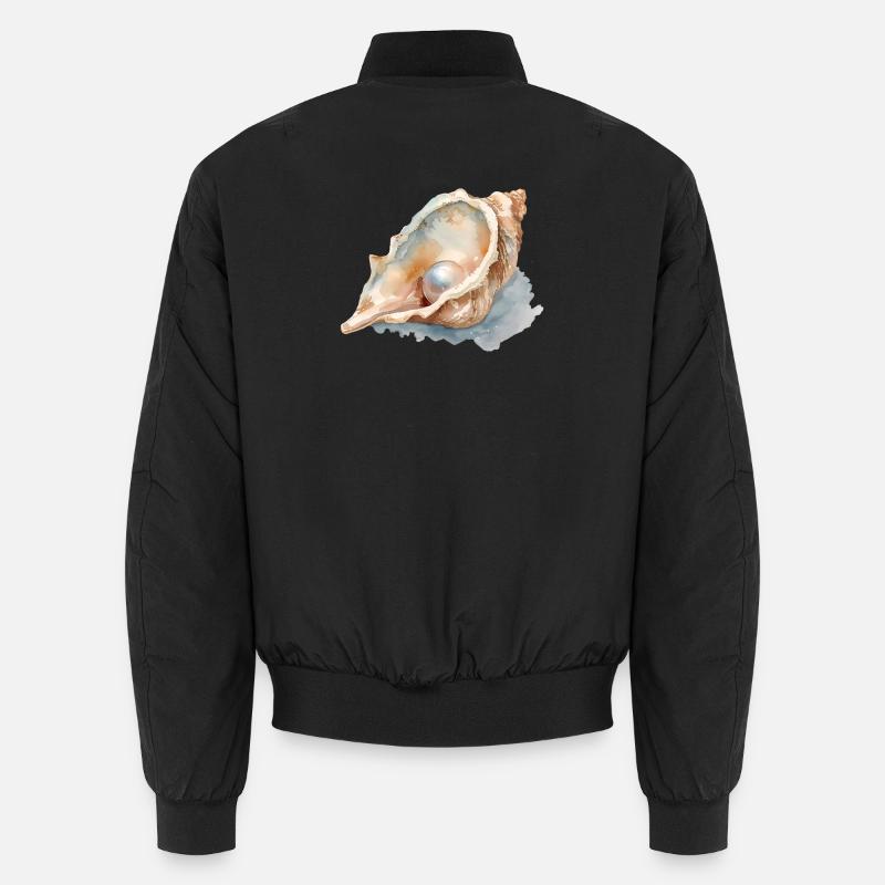 Watercolor Seashell with Pearl Unisex Bomber Jacket