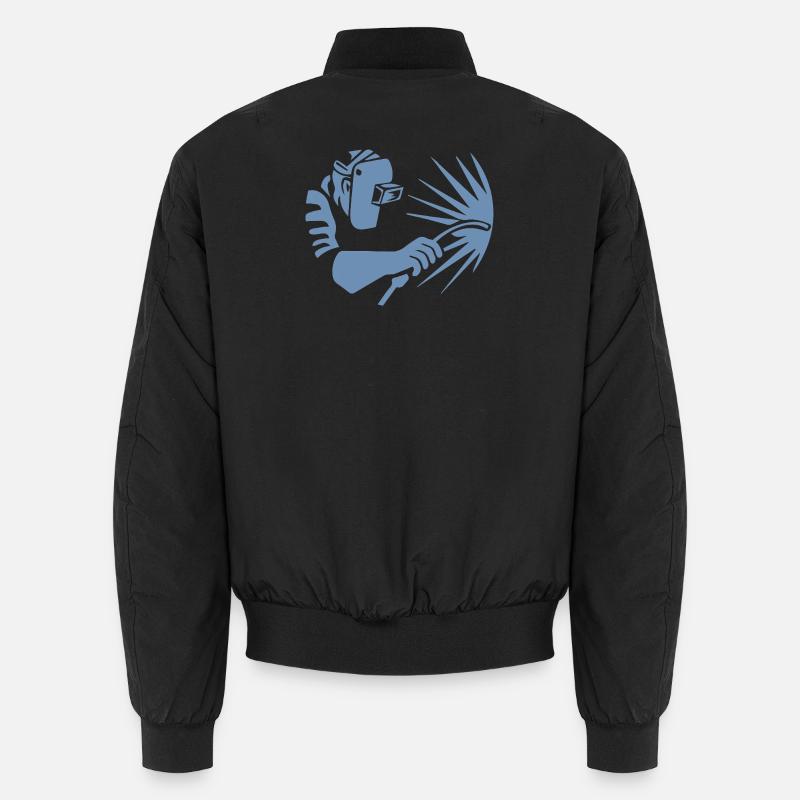 Minimalist Welder Silhouette Industrial - Unisex Bomber Jacket - black