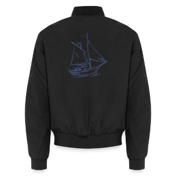 Minimalist Sailboat Sailing Sea Sailor - Unisex Bomber Jacket - black - Back - AI Model Male 185 light (185cm)