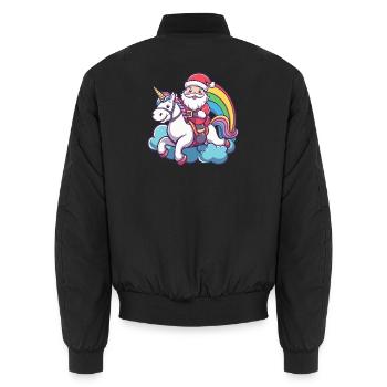 Unicorn Santa Claus Christmas - Unisex Bomber Jacket - black - Back - AI Model Male 185 light (185cm)