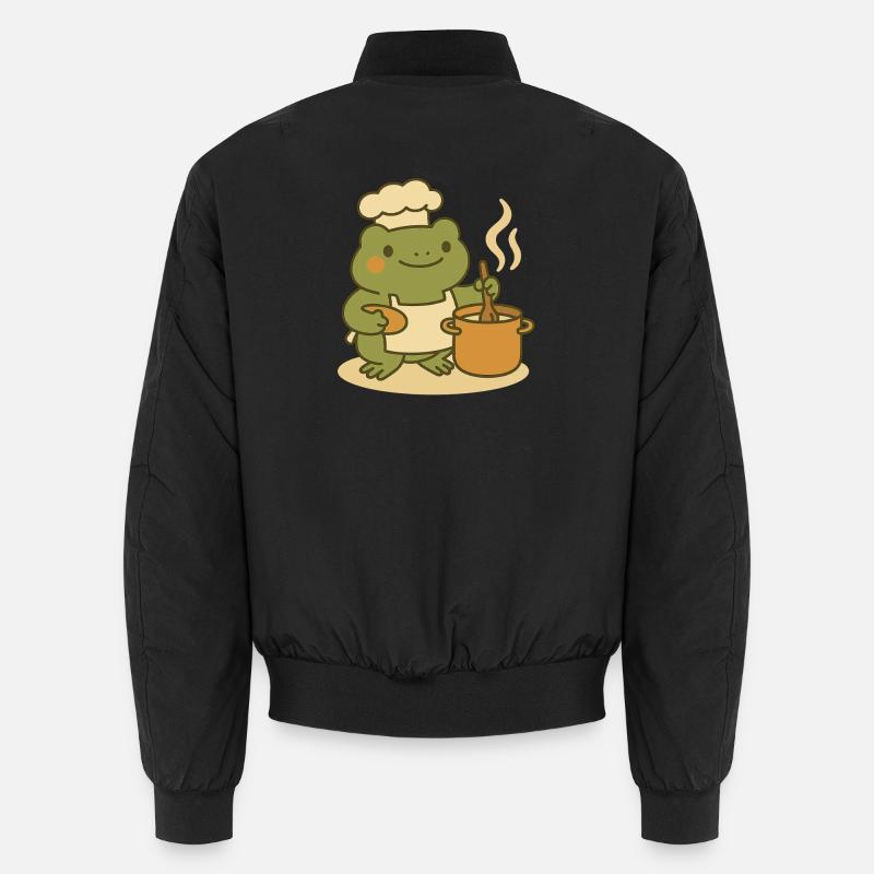 Cooking Frog – Cozy Kitchen Frog - Unisex Bomber Jacket - black