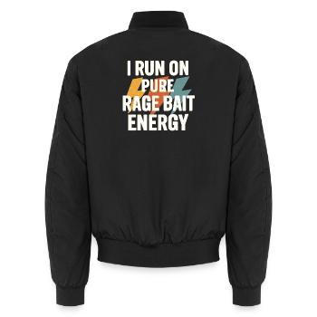 Ich laufe mit reiner Wutenergie, lustiger Spruch - Unisex Bomberjacke - Schwarz - Hinten - AI Model Male 185 light (185cm)