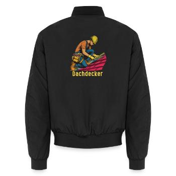 Dachdecker im Einsatz - Unisex Bomberjacke - Schwarz - Hinten - AI Model Male 185 light (185cm)