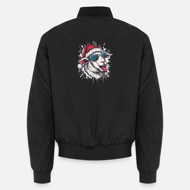 Sheep Christmas Funny - Unisex Bomber Jacket - black
