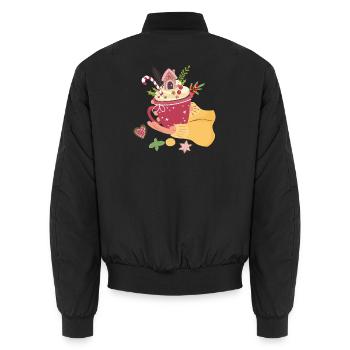 Christmas cup with gingerbread house Advent - Unisex Bomber Jacket - black - Back - AI Model Male 185 light (185cm)