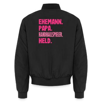 Handball Joueurs Handball Handball Cadeaux - Bomber unisexe - noir - Dos - AI Model Male 185 light (185cm)