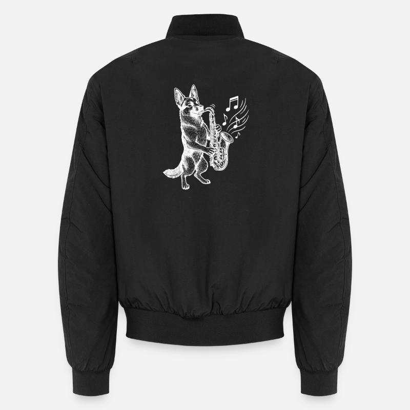 Deutscher Schäferhund Saxophon Art Hund Unisex Bomberjacke