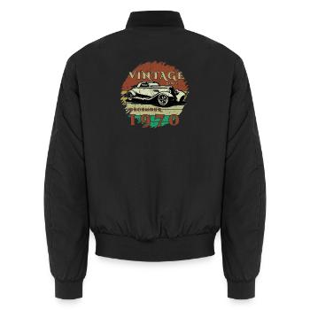 55. Geburtstag - Klassiker - Vintage since 12/1970 - Unisex Bomberjacke - Schwarz - Hinten - AI Model Male 185 light (185cm)