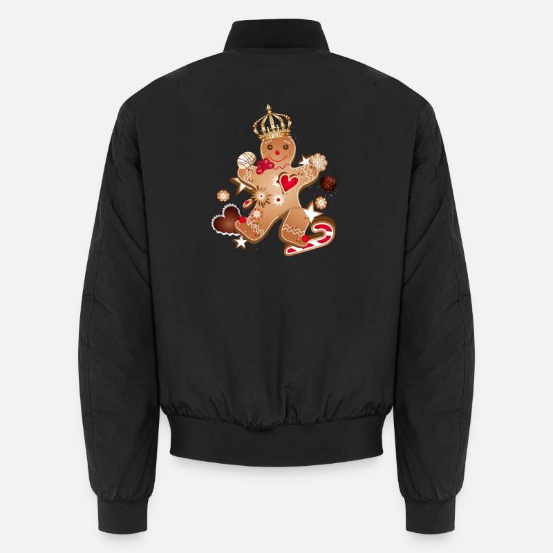 Lebkuchenmann mit goldener Krone – Lebkuchen König Unisex Bomberjacke