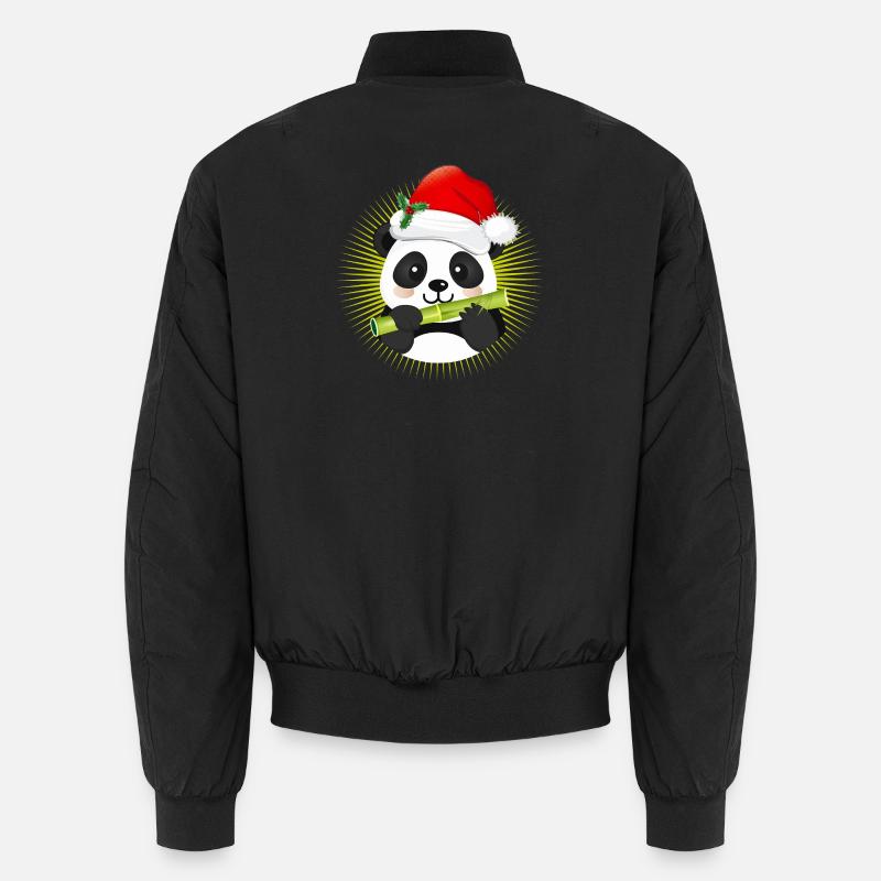Panda mignon avec chapeau de Père Noël et bambou Bomber unisexe