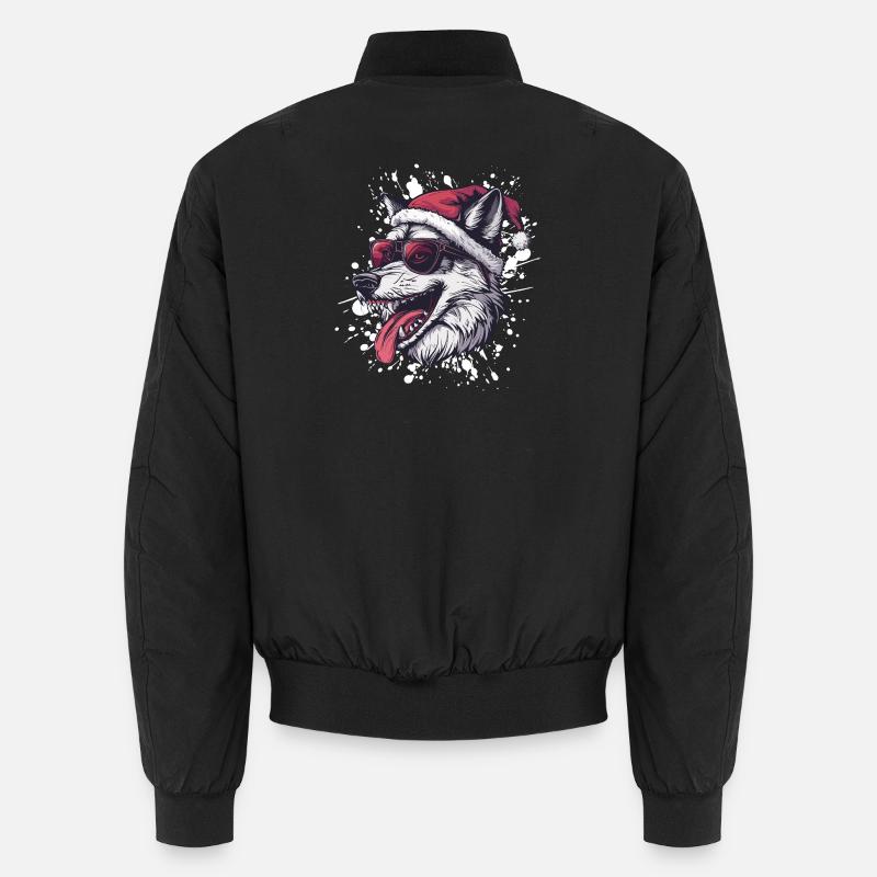 Wolf Weihnachten Lustig Unisex Bomberjacke