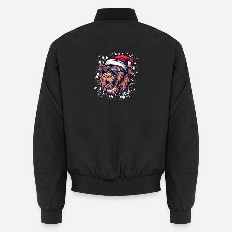 Lion Christmas Funny - Unisex Bomber Jacket - black
