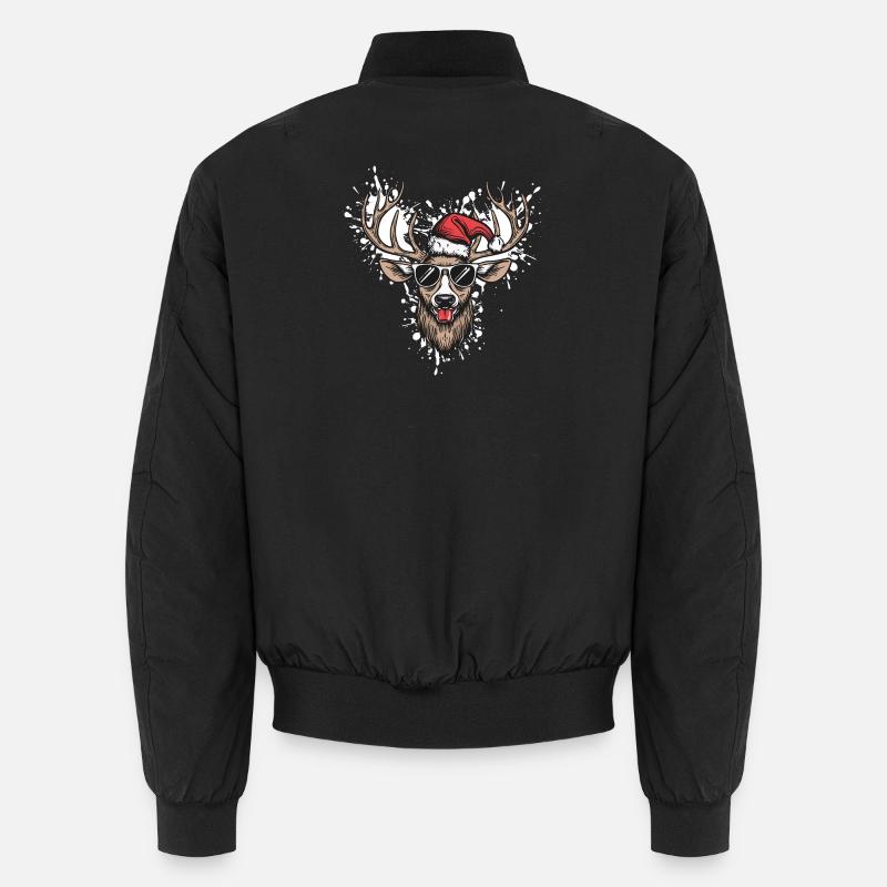 Deer Christmas Funny - Unisex Bomber Jacket - black