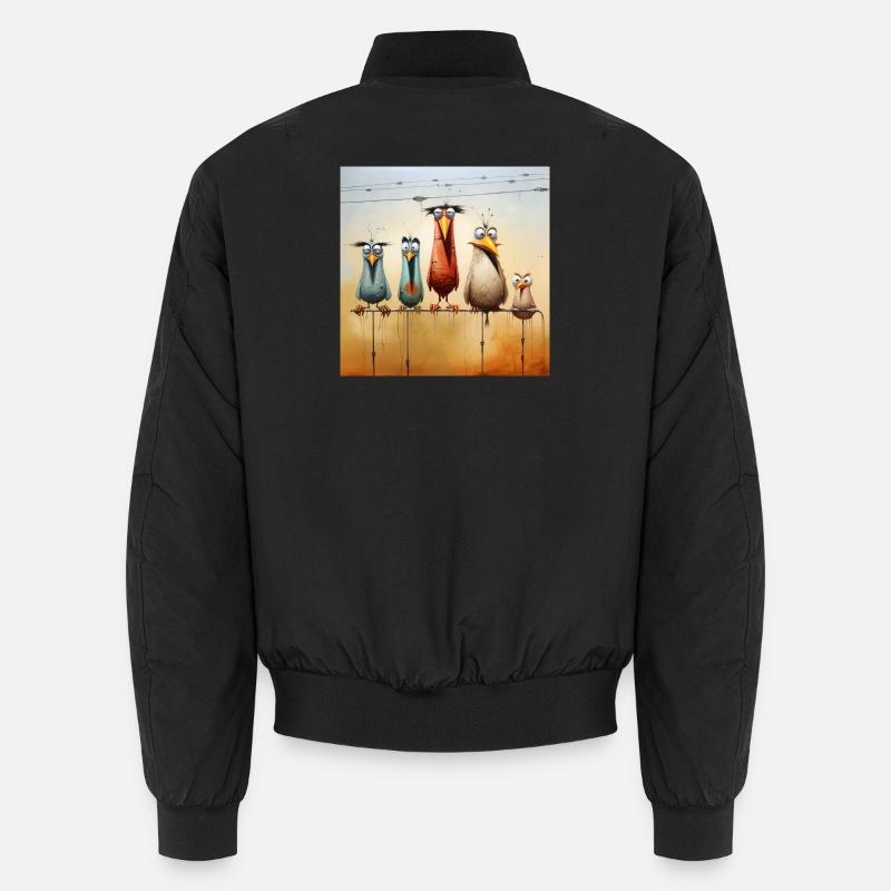 Vogelschar am Draht Unisex Bomberjacke