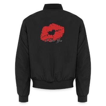 Herz in romantischen Punkten Ich liebe dich - Unisex Bomberjacke - Schwarz - Hinten - AI Model Male 185 light (185cm)