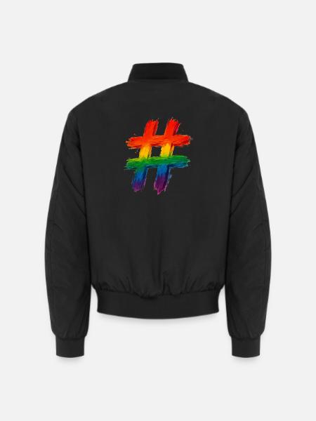 Bunter Hashtag in Regenbogenfarben gepinselt - Unisex Bomberjacke - Schwarz