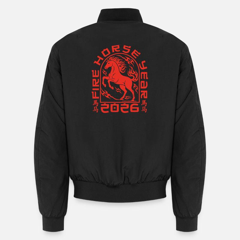 Nouvel An Chinois Année du Cheval de Feu 2026 Bomber unisexe