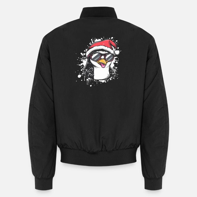 Penguin Christmas Funny - Unisex Bomber Jacket - black