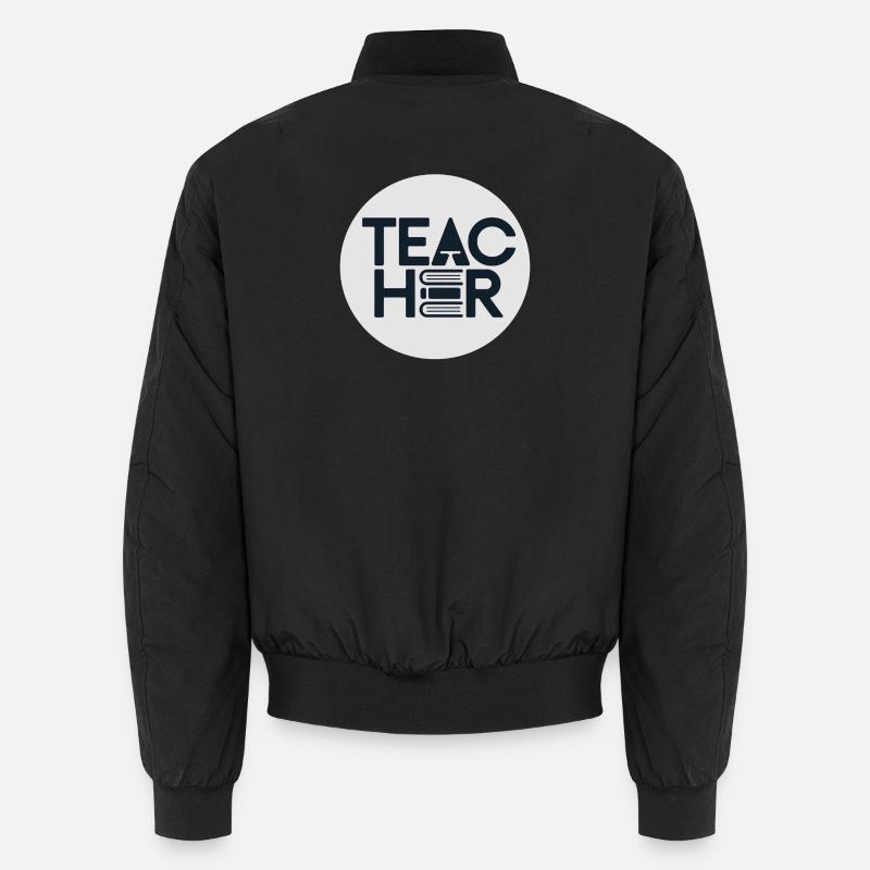 Teacher Logo with Books - Unisex Bomber Jacket - black