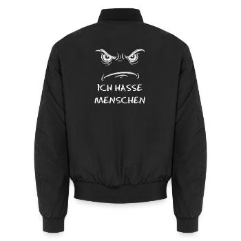 Ich hasse Menschen Augen Motiv - Unisex Bomberjacke - Schwarz - Hinten - AI Model Male 185 light (185cm)
